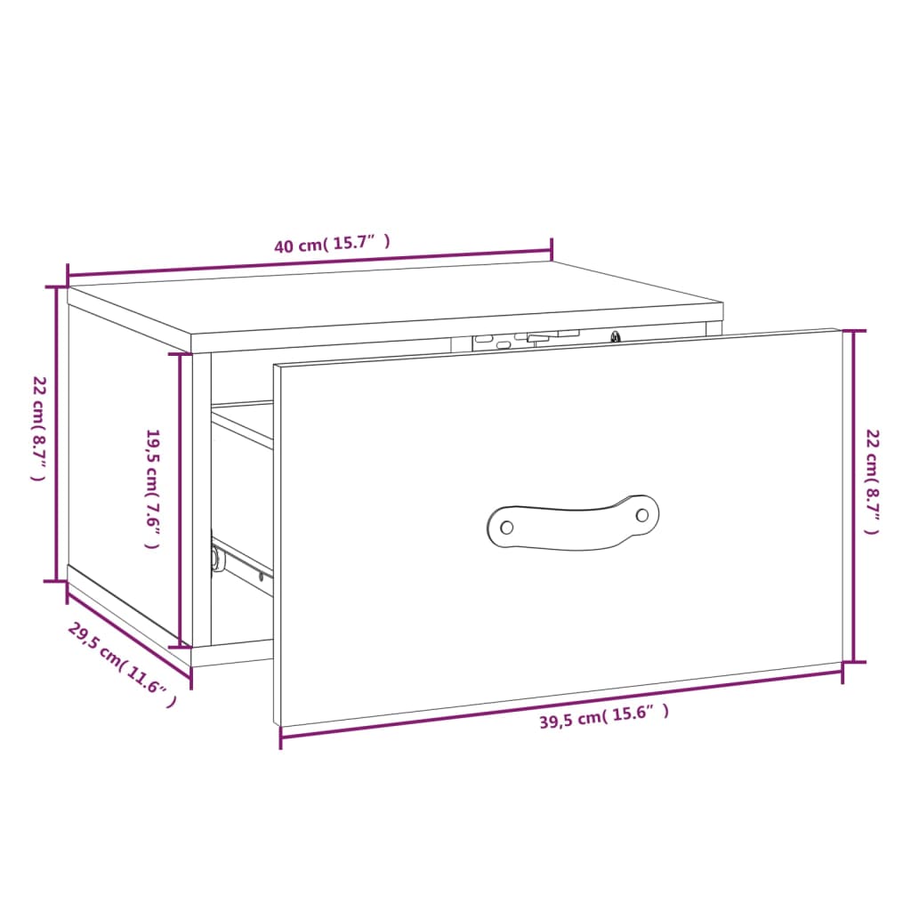 vidaXL Väggmonterade sängbord vit 40x29,5x22 cm