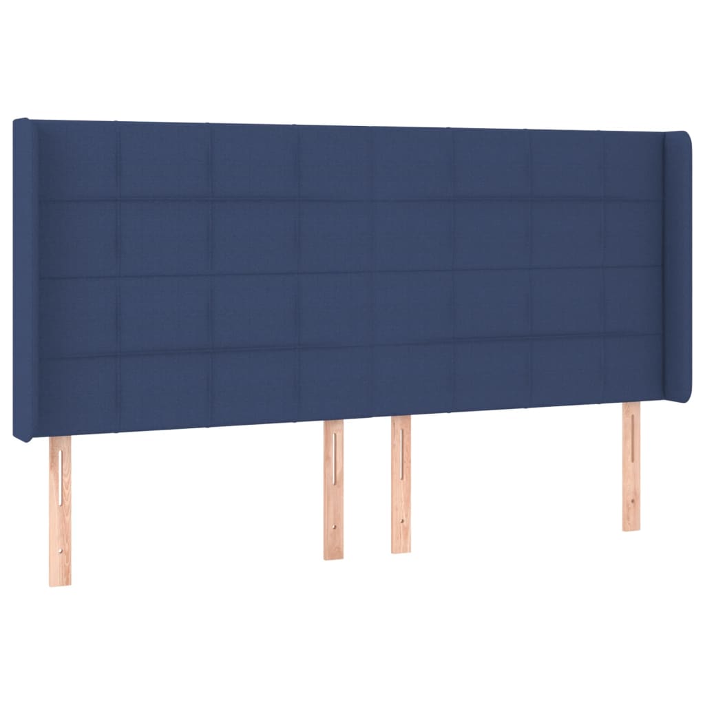 vidaXL Sänggavel med kanter blå 163x16x118/128 cm tyg