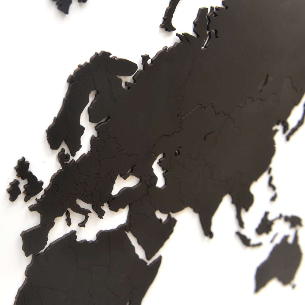 MiMi Innovations Väggdekoration världskarta trä Luxury svart 90x54 cm