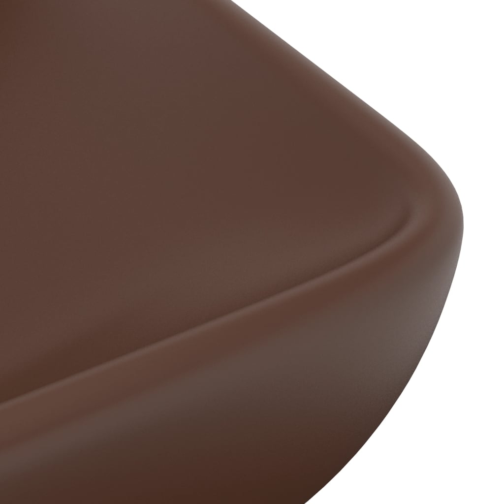 vidaXL Lyxigt rektangulärt handfat matt mörkbrun 71x38 cm keramik