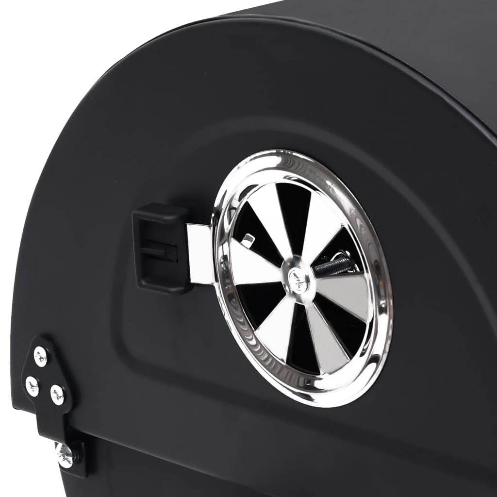 vidaXL Grilltunna med hjul och bord svart stål 115x85x95 cm