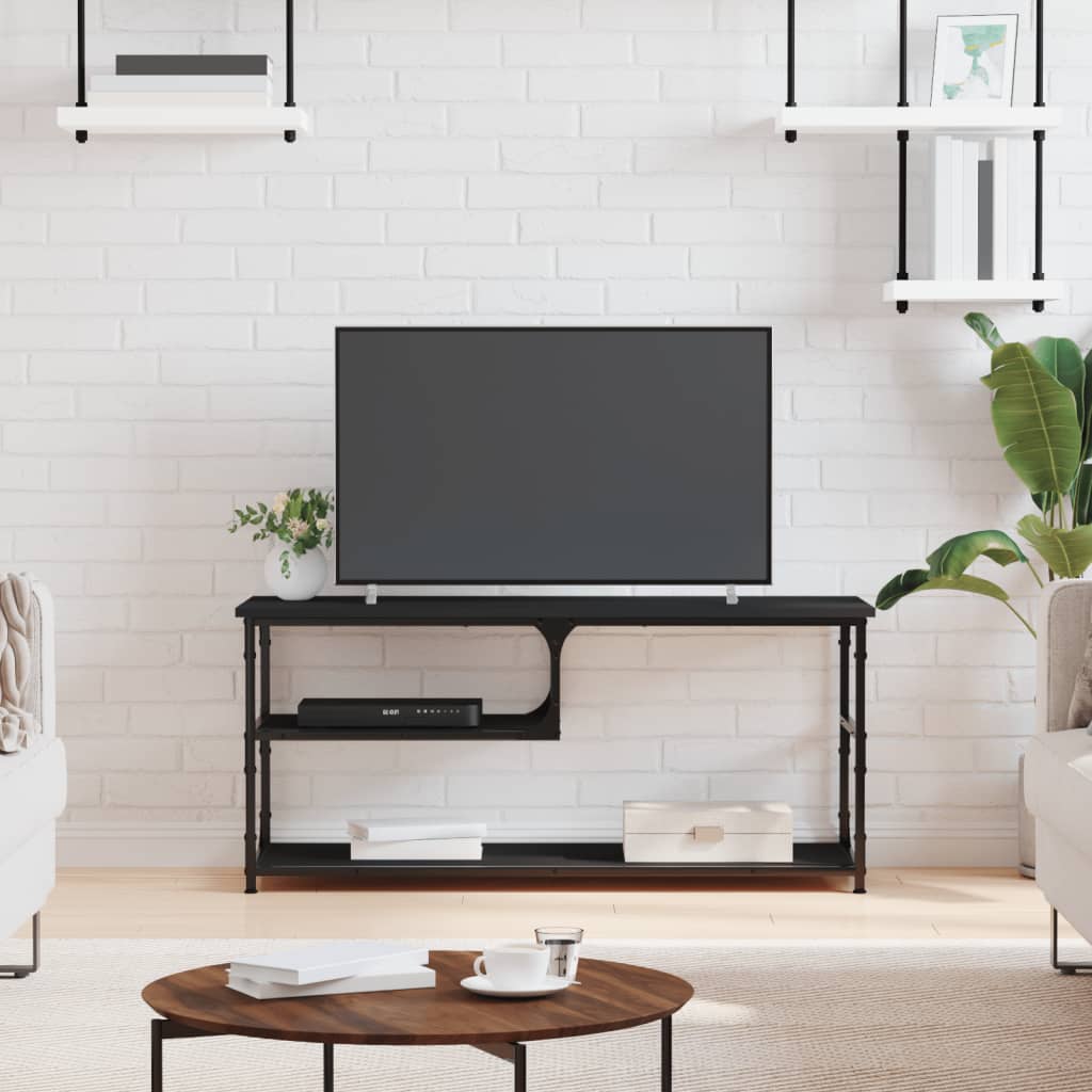 vidaXL Tv-bänk svart 103x38x46,5 cm konstruerat trä och stål