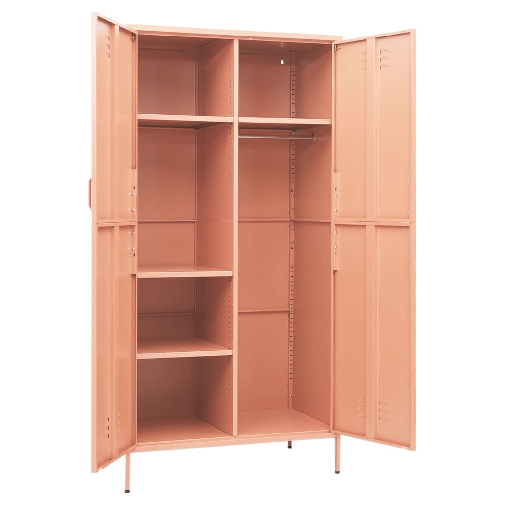 vidaXL Garderob 90x50x180 cm rosa stål