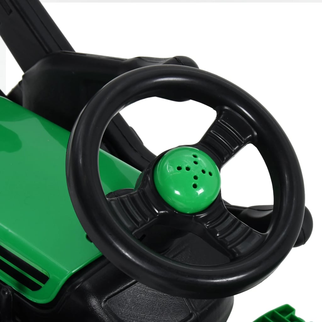 vidaXL Pedaltraktor med släp och skopa för barn grön och svart