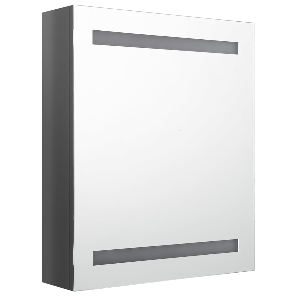 vidaXL Spegelskåp med LED blank grå 50x14x60 cm