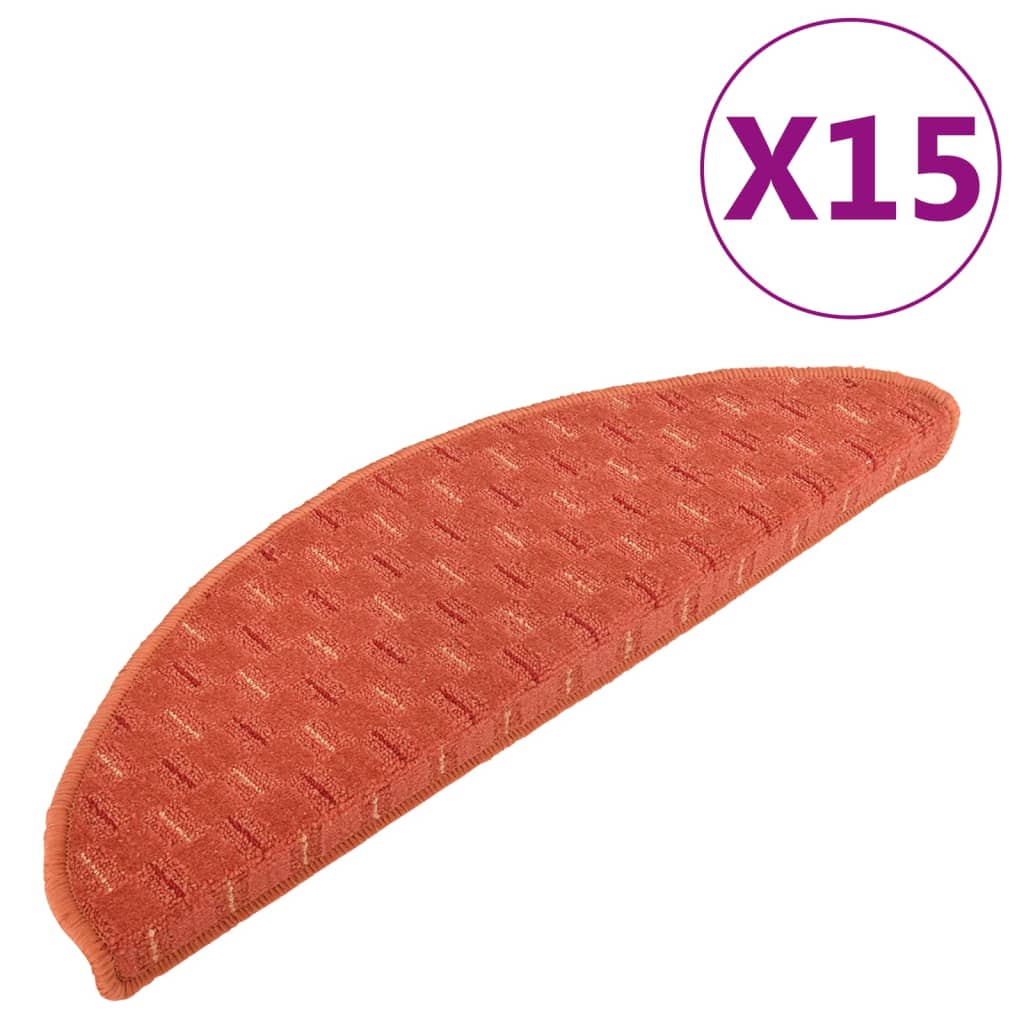 vidaXL Trappstegsmattor 15 st orange 56x20 cm
