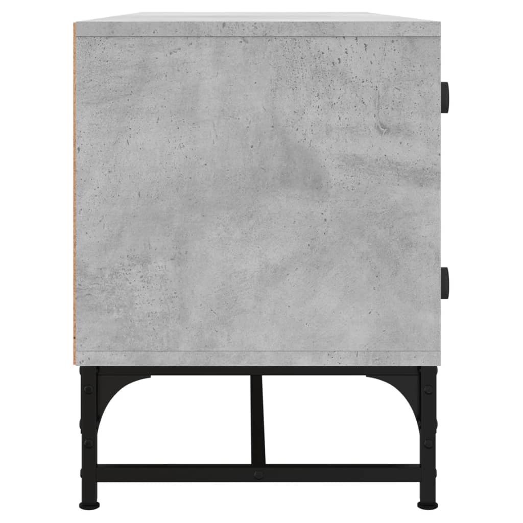 vidaXL Tv-bänk med glasdörrar betonggrå 102x37x50 cm