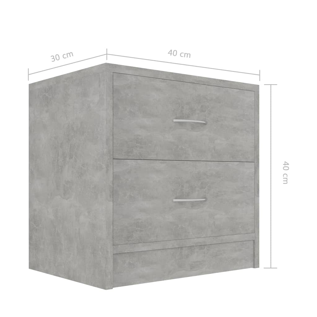 vidaXL Sängbord betonggrå 40x30x40 cm konstruerat trä
