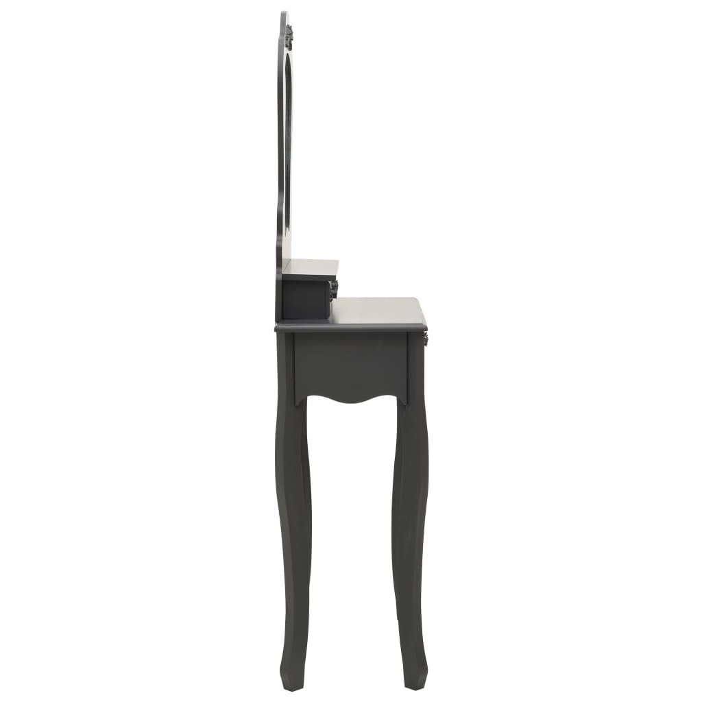 vidaXL Sminkbord med pall grå 50x59x136 cm paulowniaträ