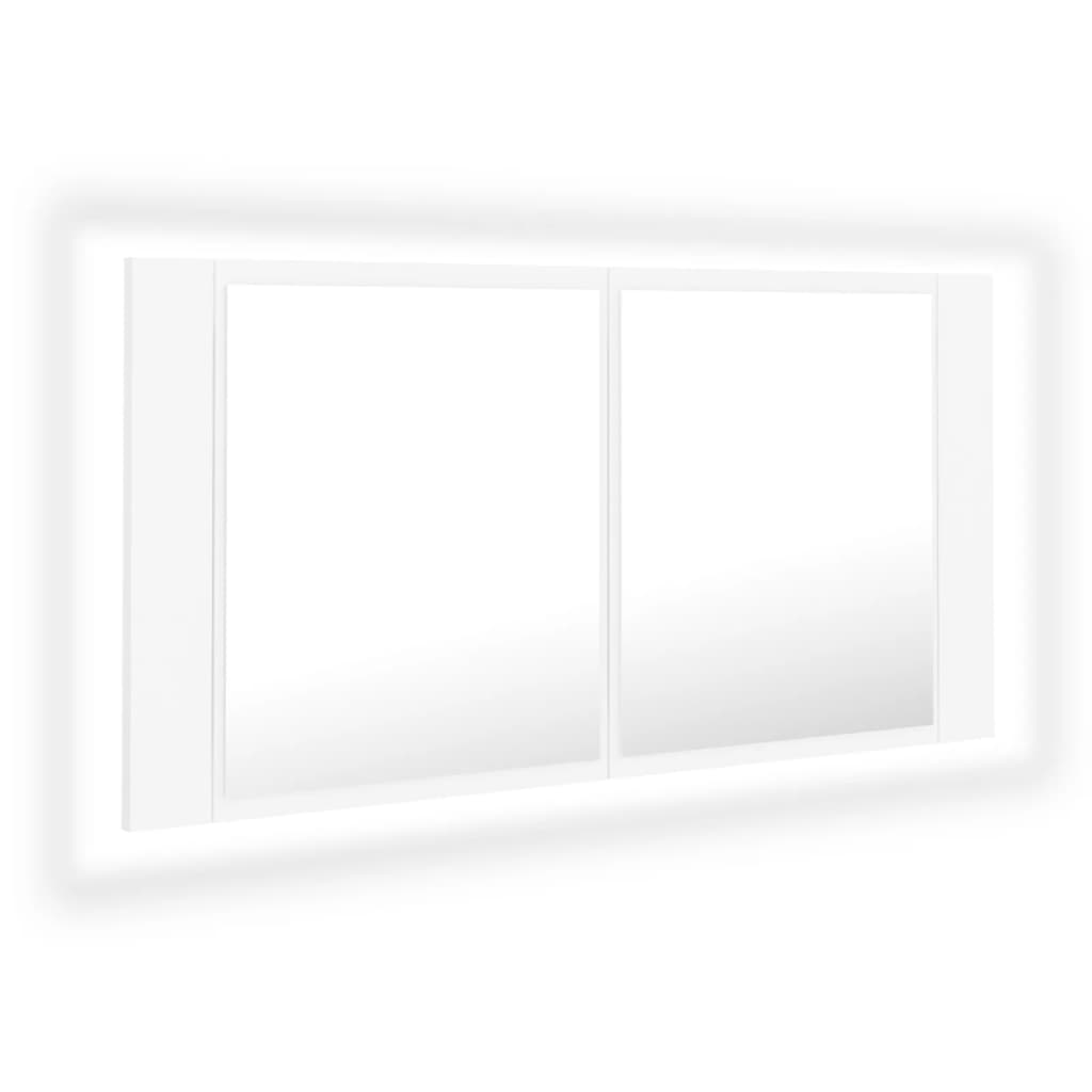 vidaXL Spegelskåp med LED vit 90x12x45 cm akryl