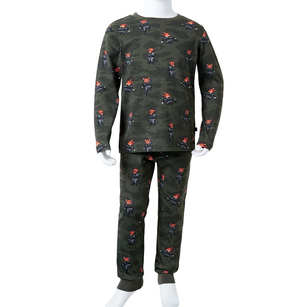 Pyjamas med långa ärmar för barn khaki 92