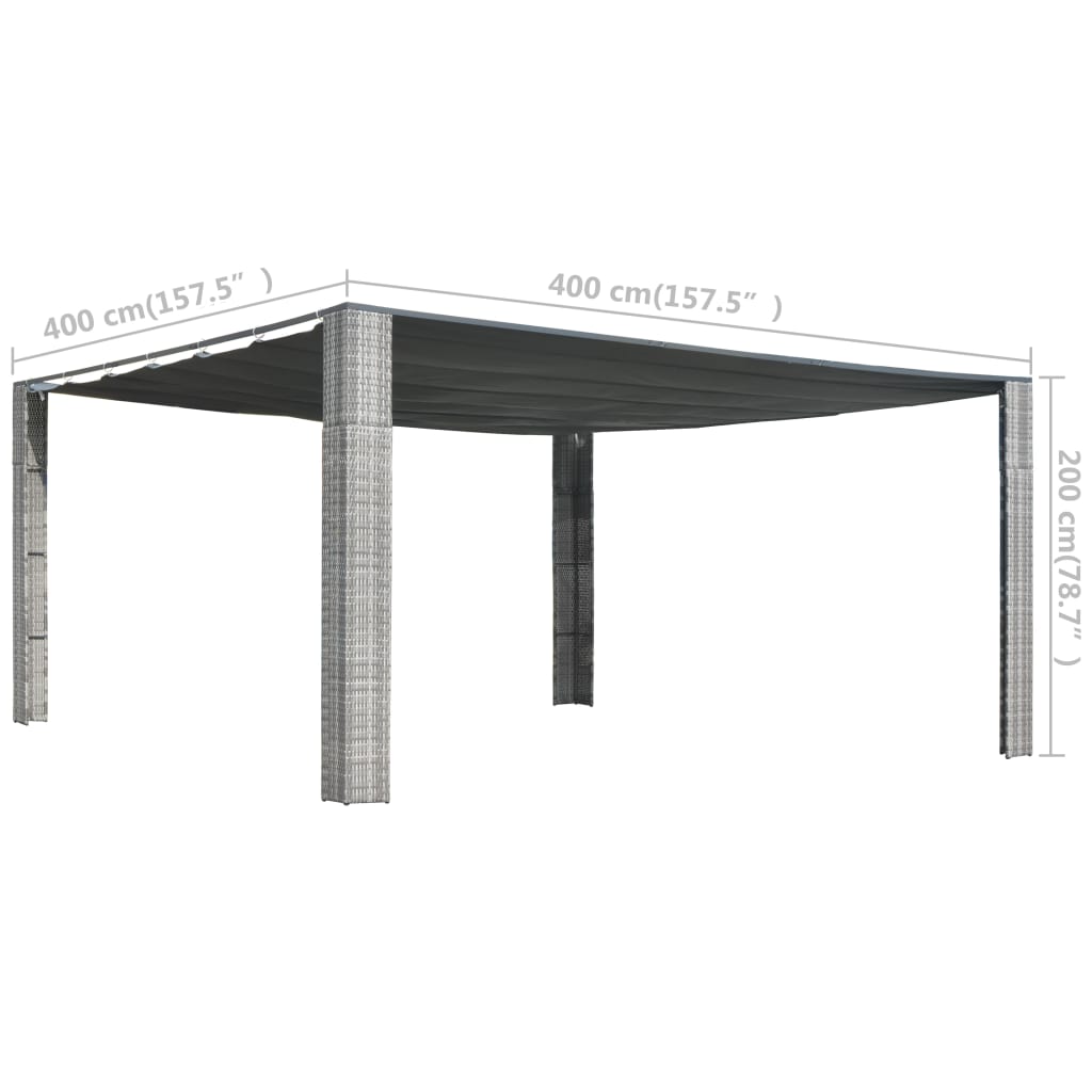 vidaXL Paviljong med skjutbart tak konstrotting 400x400x200 cm grå