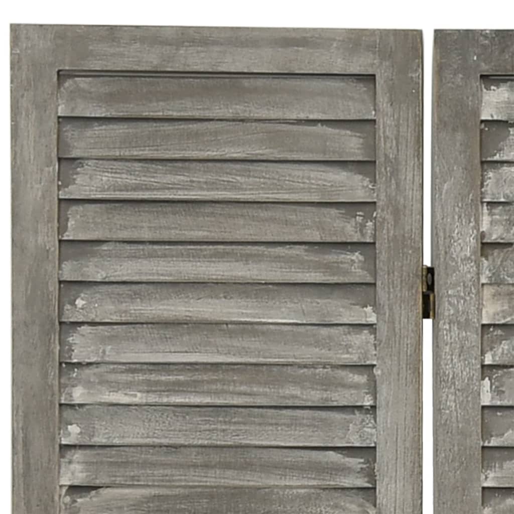 vidaXL Rumsavdelare 3 paneler grå 106,5x166 cm massivt trä