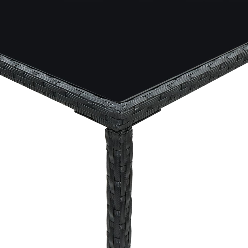 vidaXL Barbord för trädgård svart 70x70x110 cm konstrotting och glas
