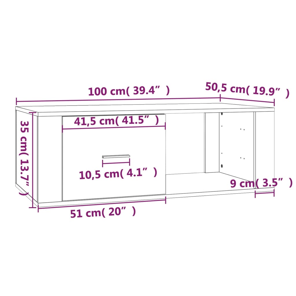 vidaXL Soffbord svart 100x50,5x35 cm konstruerat trä