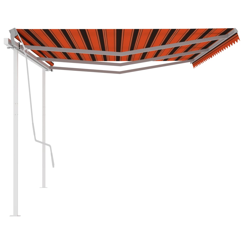 vidaXL Markis med stolpar manuellt infällbar 6x3 m orange och brun
