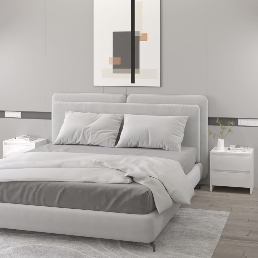 vidaXL Sängbord 2 st vit högglans 45x34,5x44,5 cm konstruerat trä
