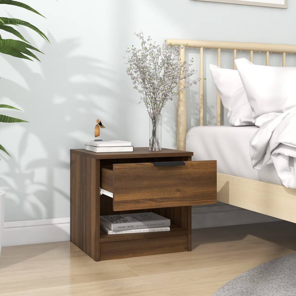 vidaXL Sängbord väggmonterat brun ek konstruerat trä