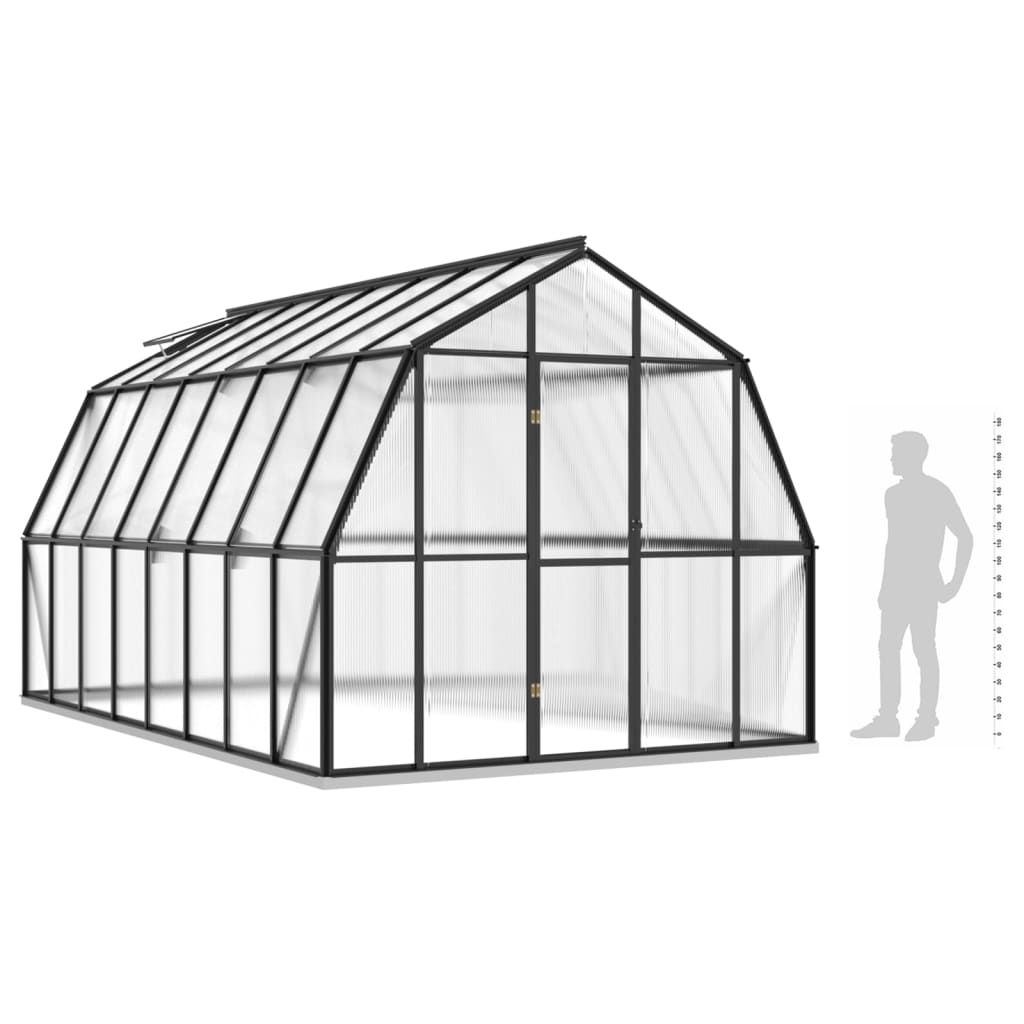 vidaXL Växthus med basram antracit 12,63 m² aluminium
