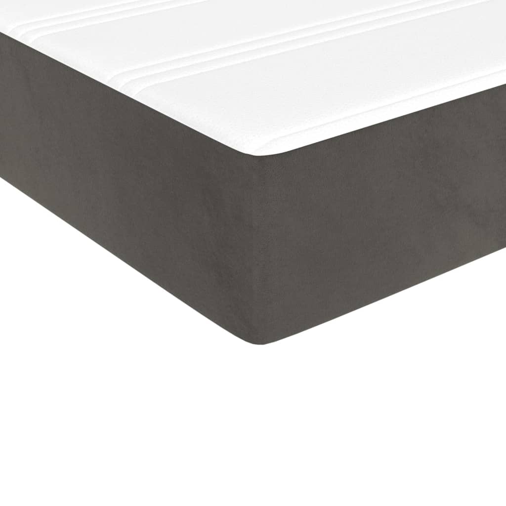 vidaXL Ramsäng med madrass mörkgrå 90x200 cm sammet