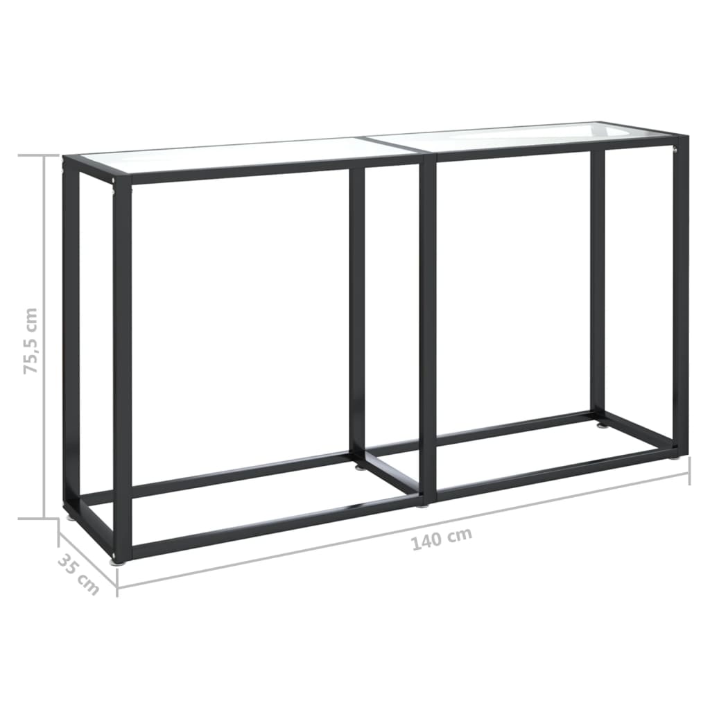 vidaXL Konsolbord transparent 140x35x75,5 cm härdat glas