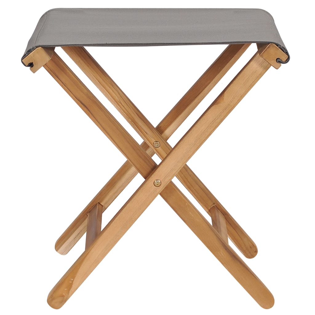vidaXL Hopfällbara stolar 2 st massiv teak och tyg mörkgrå