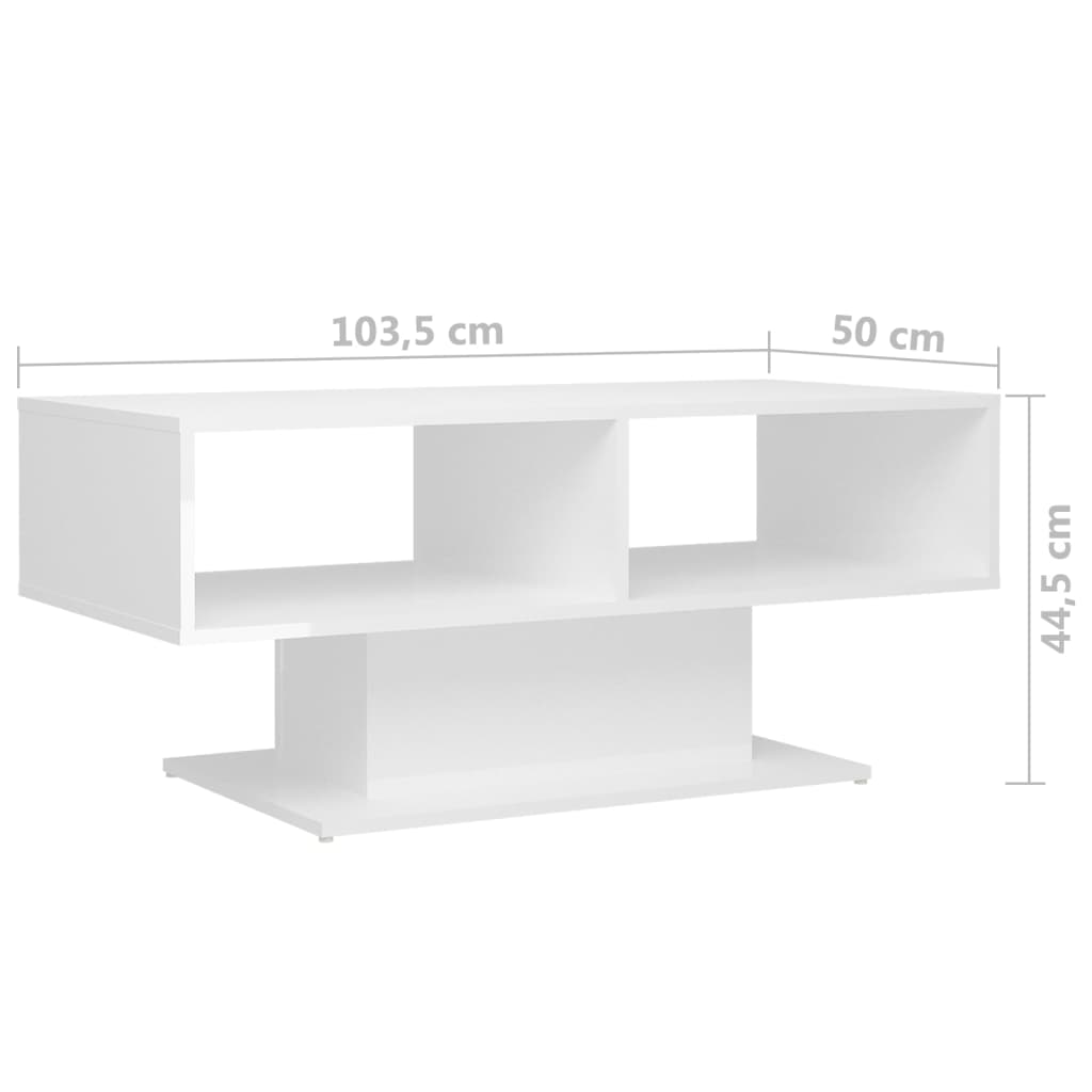 vidaXL Soffbord vit högglans 103,5x50x44,5 cm konstruerat trä