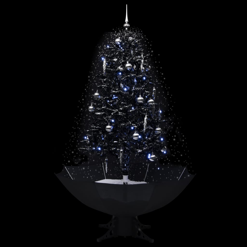 vidaXL Julgran med snö och paraplybas svart 170 cm PVC