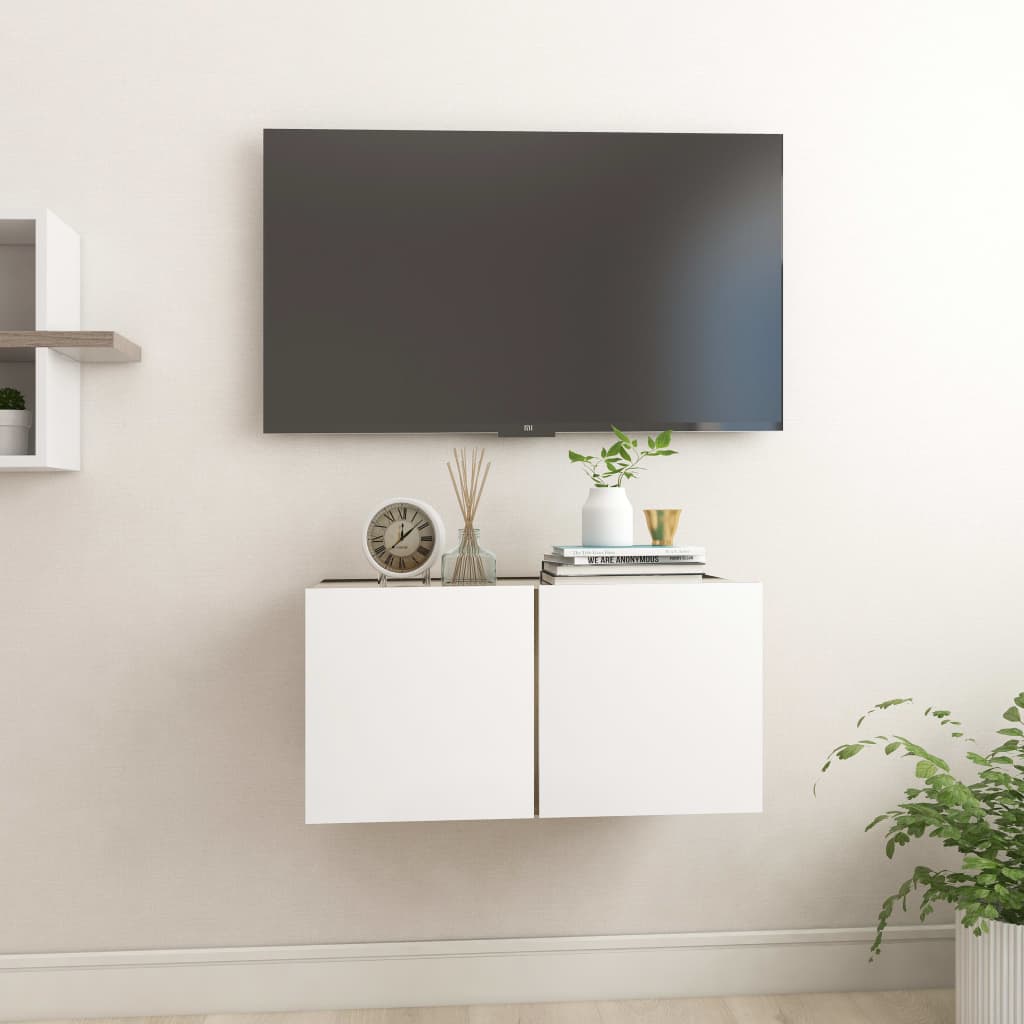 vidaXL Väggmonterat TV-skåp vit och sonoma-ek 60x30x30 cm