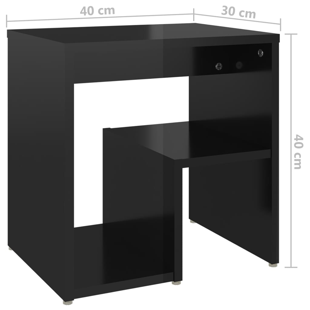 vidaXL Sängbord svart högglans 40x30x40 cm konstruerat trä