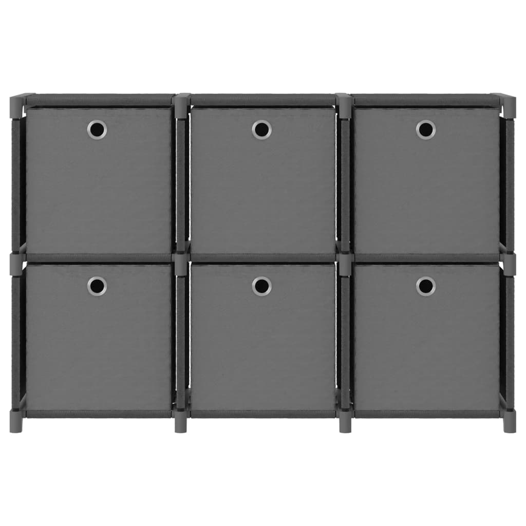 vidaXL Hylla med 6 kuber med lådor grå 103x30x72,5 cm tyg