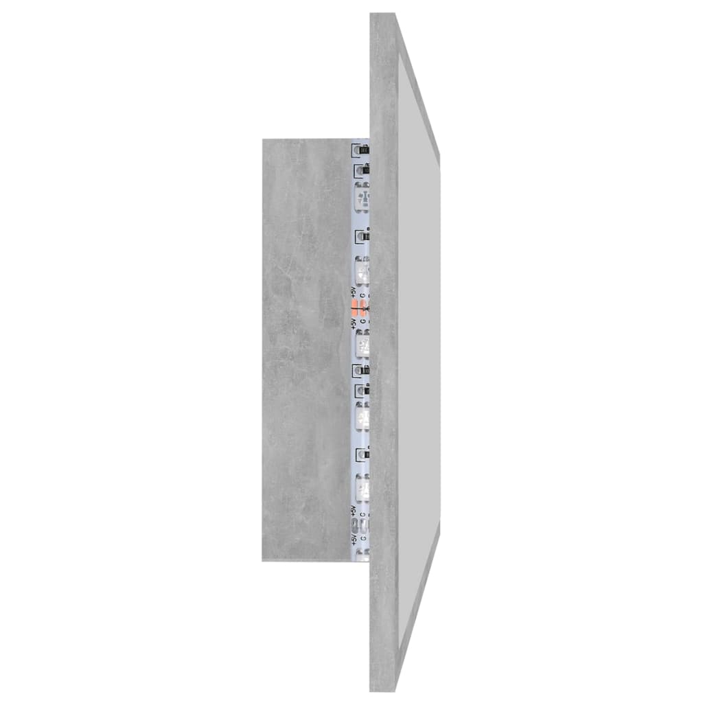 vidaXL Badrumsspegel med LED betonggrå 80x8,5x37 cm akryl