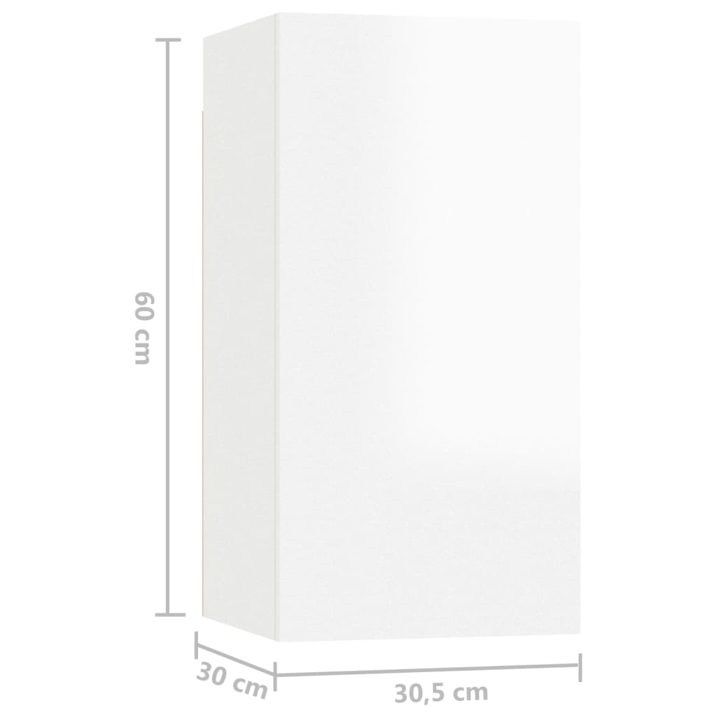 vidaXL TV-skåp 7 st vit högglans 30,5x30x60 cm spånskiva