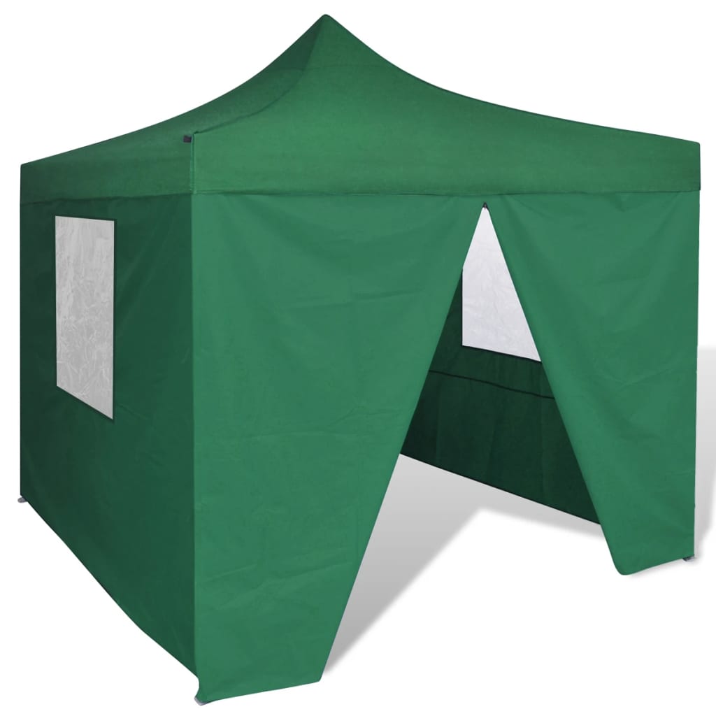vidaXL Hopfällbart tält 3 x 3 m 4 väggar grön