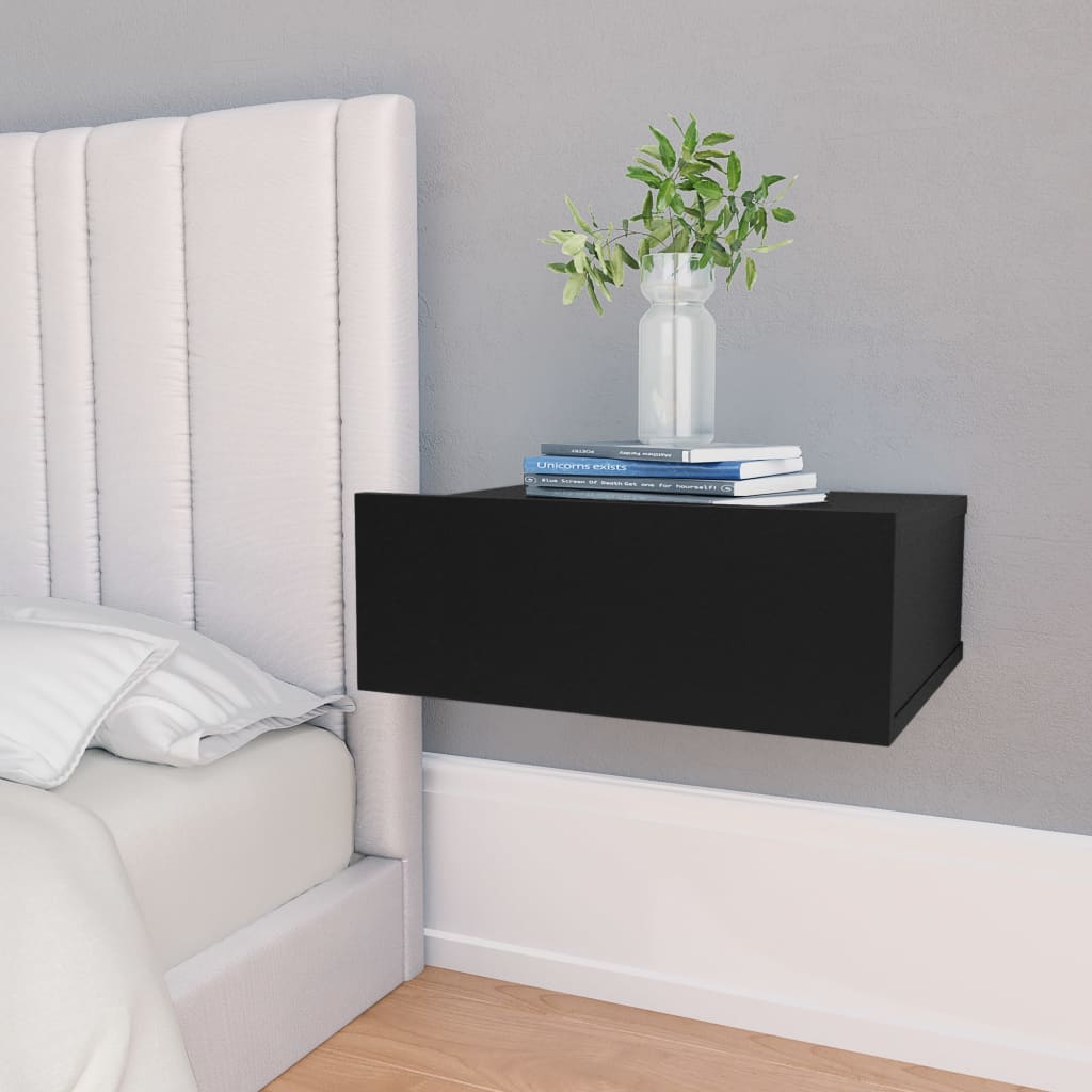 vidaXL Svävande sängbord svart 40x30x15 cm konstruerat trä