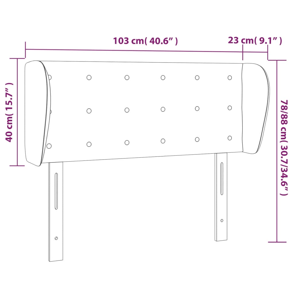 vidaXL Sänggavel med kanter rosa 103x23x78/88 cm konstläder