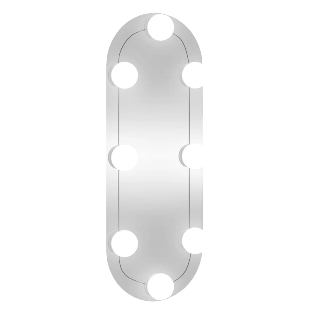 vidaXL Väggspegel med LED-belysning 15x40 cm glas oval