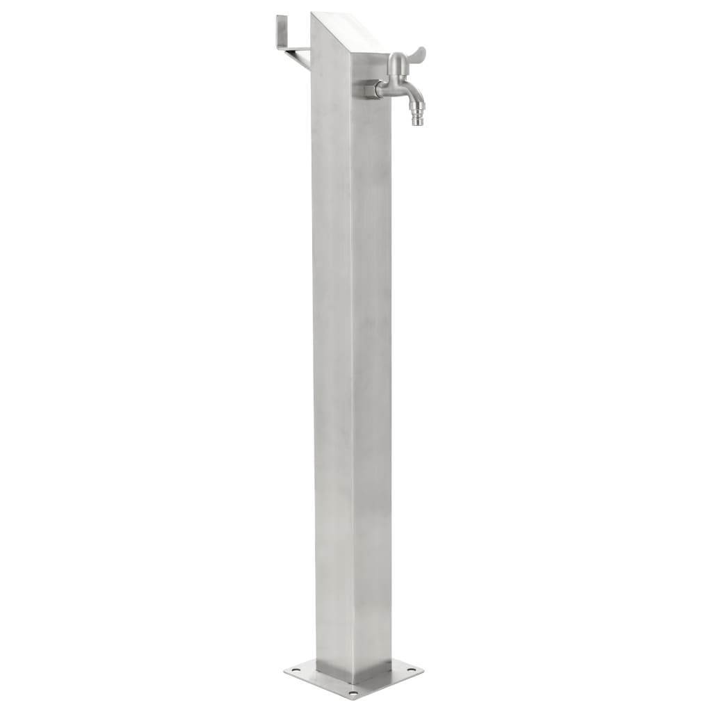 vidaXL Vattenpost för trädgården 95 cm rostfritt stål fyrkantig