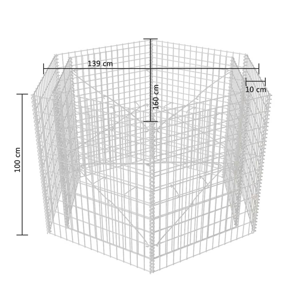 vidaXL Hexagonal planteringsgabion upphöjd 160x140x100 cm