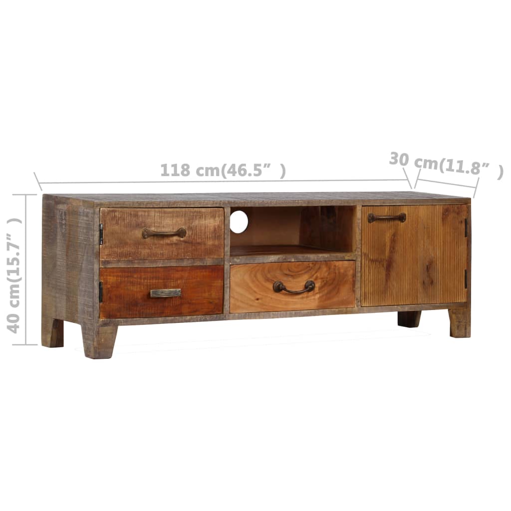 vidaXL TV-bänk massivt trä vintage 118x30x40 cm