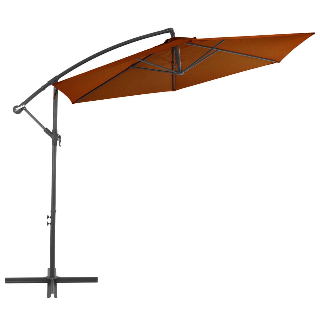vidaXL Frihängande parasoll med aluminiumstång terrakotta 300 cm