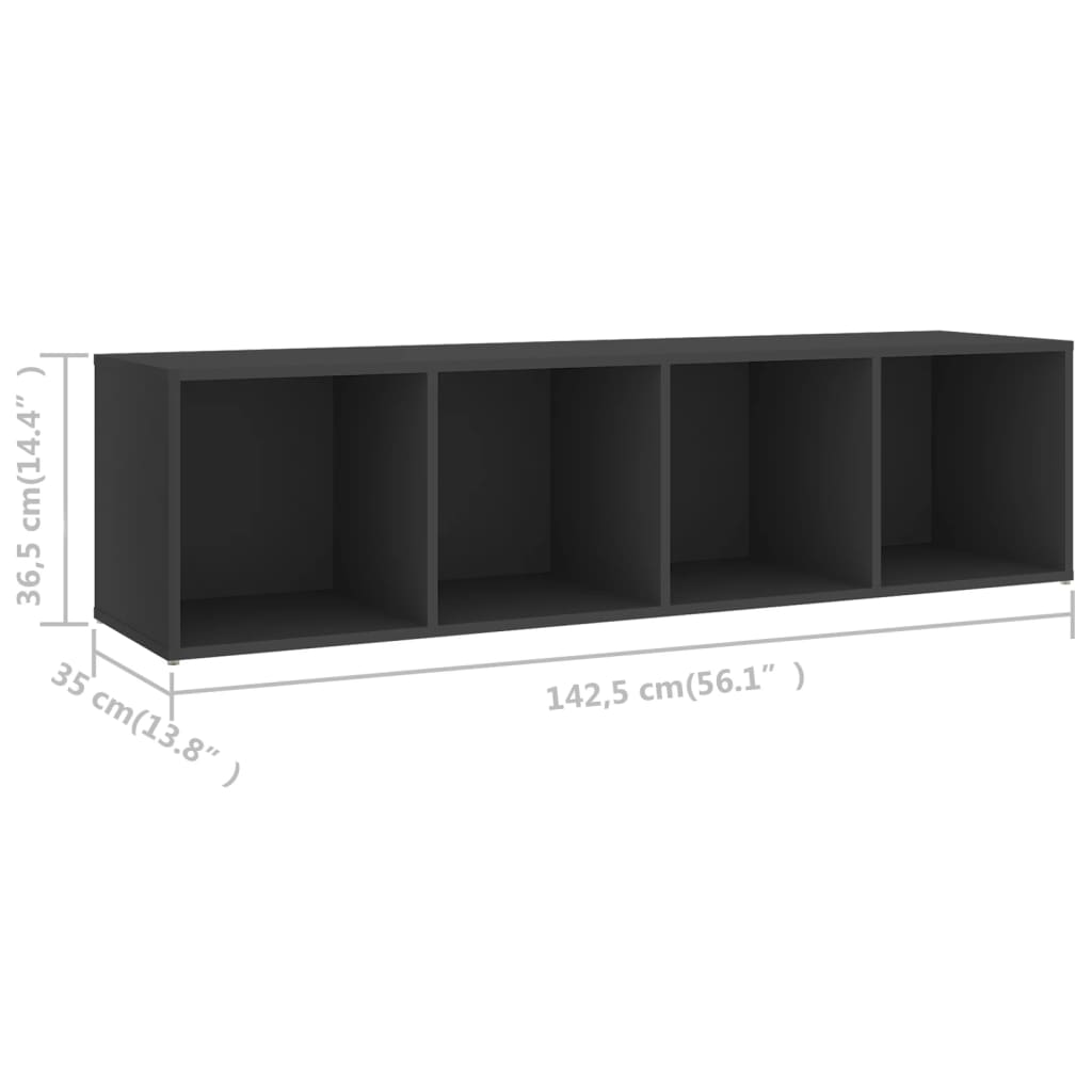 vidaXL TV-skåp 2 delar grå 142,5x35x36,5 cm spånskiva
