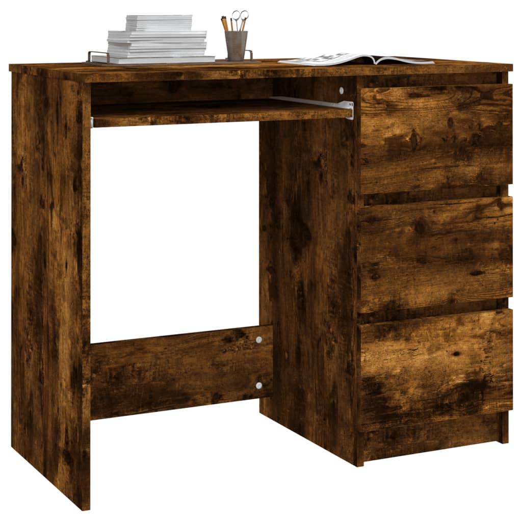 vidaXL Skrivbord rökfärgad ek 90x45x76 cm konstruerat trä