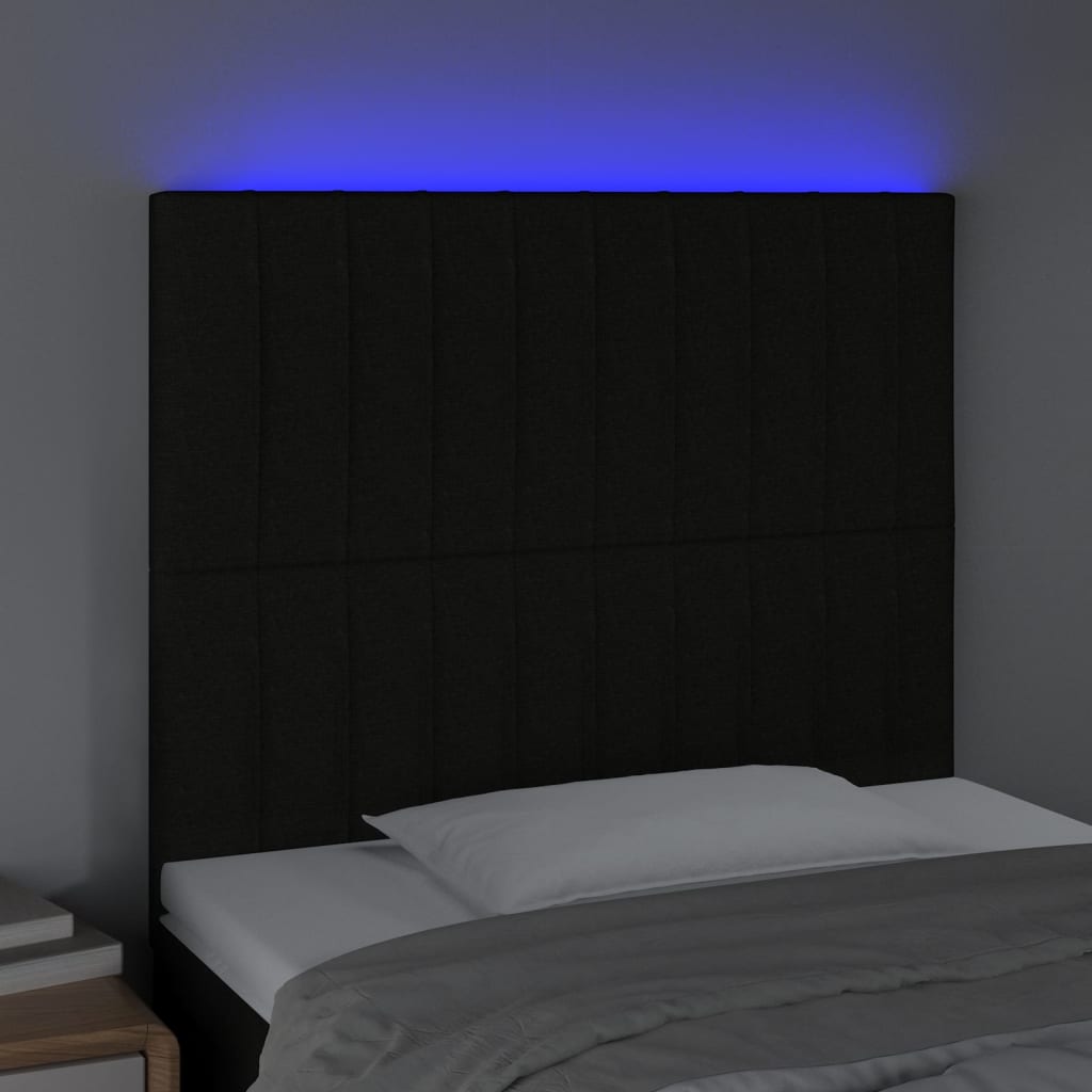 vidaXL Sänggavel LED svart 80x5x118/128 cm tyg