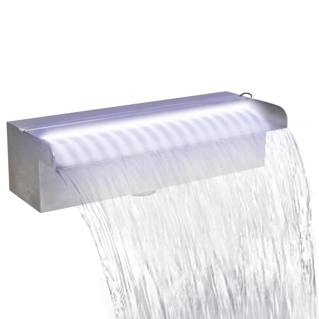 Rektangulärt Vattenfall Poolfontän med LEDs i rostfritt stål 30 cm