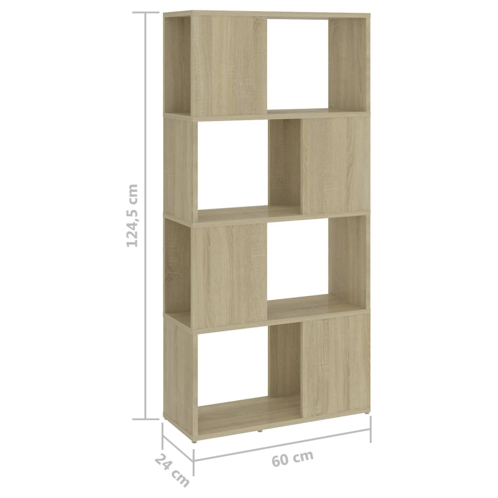 vidaXL Bokhylla/Rumsavdelare sonoma-ek 60x24x124,5 cm konstruerat trä