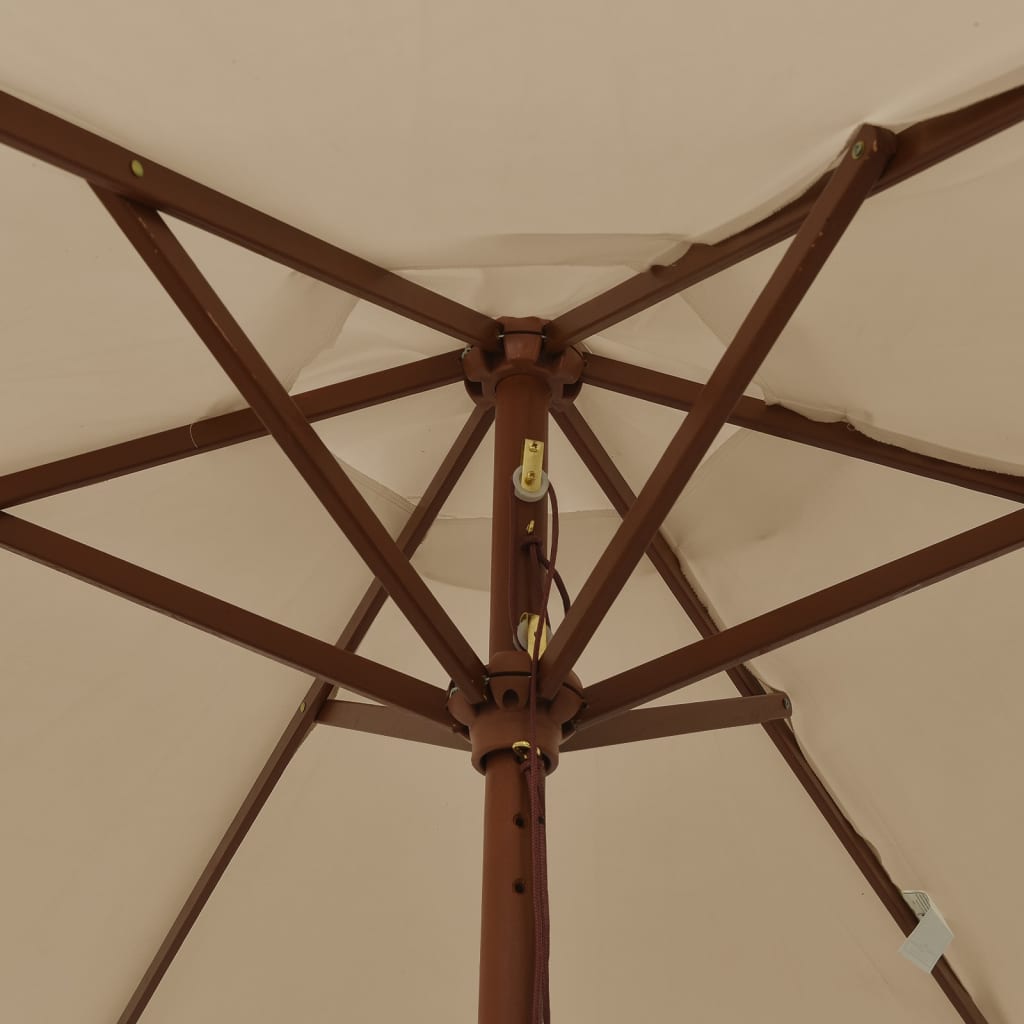 vidaXL Parasoll med trästång 196x231 cm mullvadsbrun
