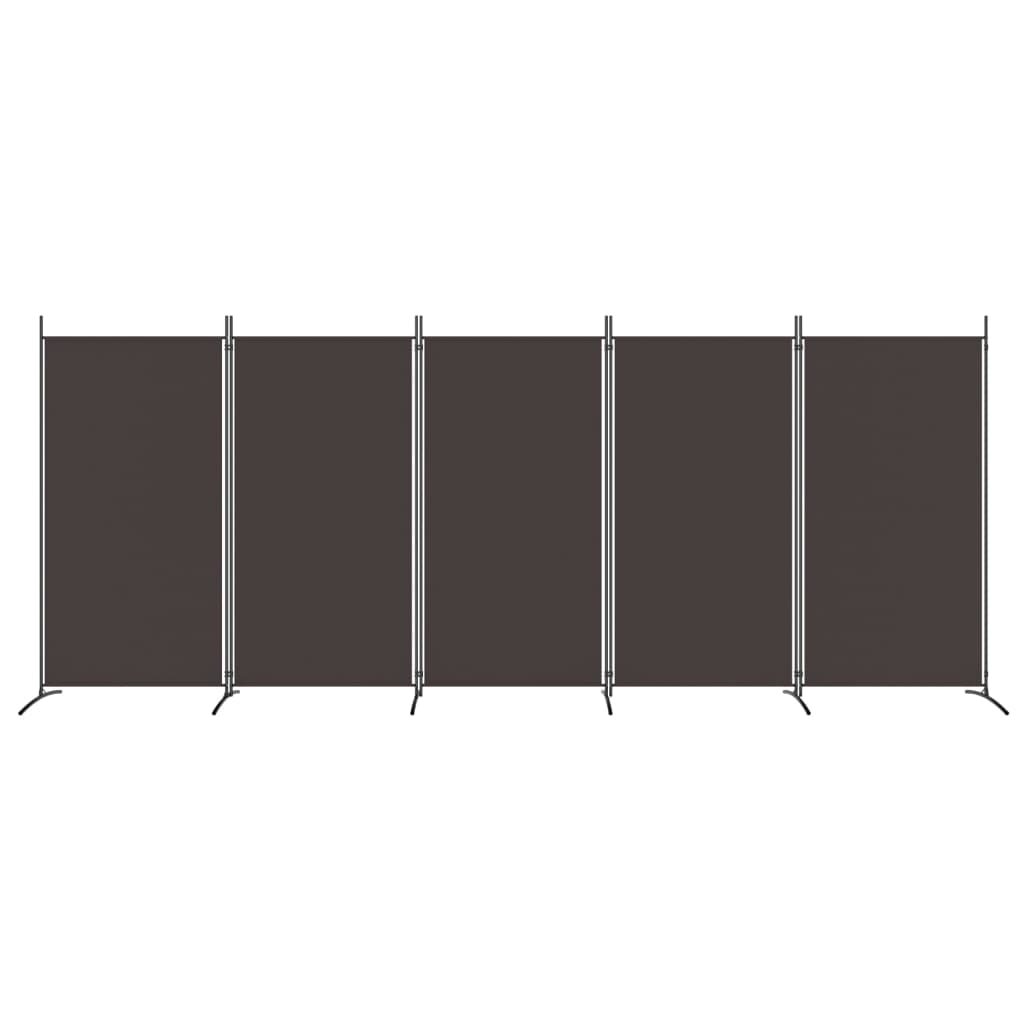 vidaXL Rumsavdelare 5 paneler brun 433x180 cm tyg