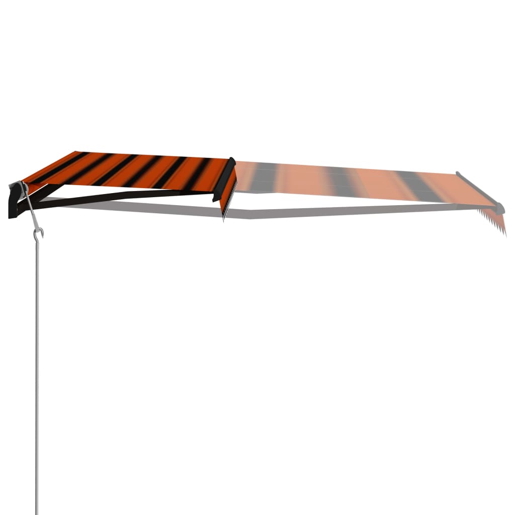 vidaXL Infällbar markis med vindsensor & LED 450x300 cm orange & brun