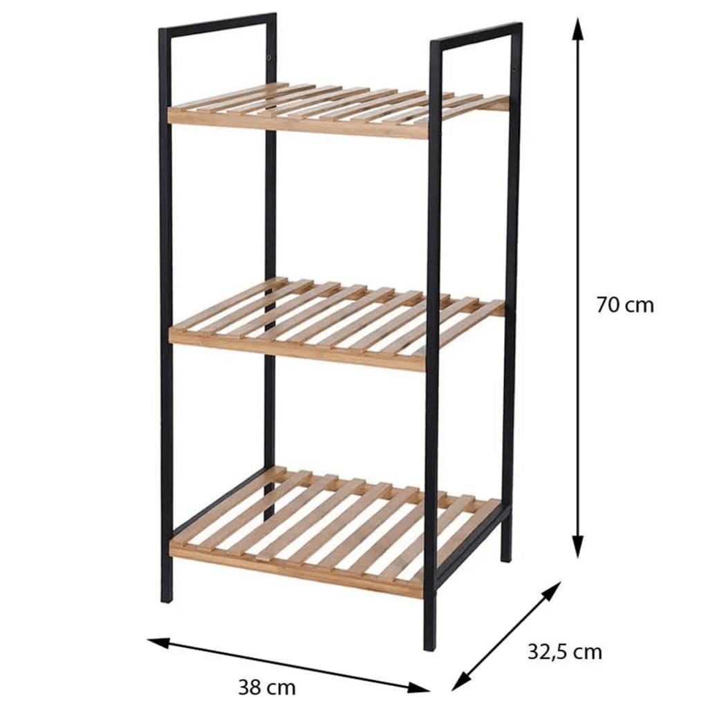Bathroom Solutions Förvaringshylla med 3 hyllor bambu och stål